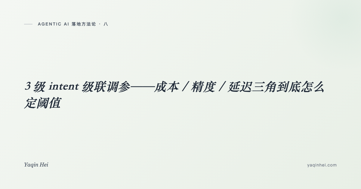 3 级 intent 级联调参——规则 / Embedding / LLM 的成本-精度-延迟三角到底怎么定阈值|Agentic AI 落地方法论(八)
