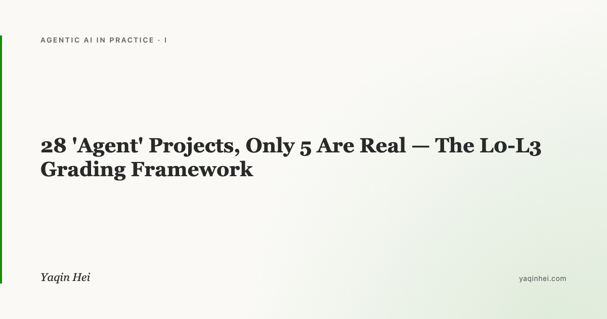28 'Agent' Projects, Only 5 Are Real — The L0-L3 Grading Framework