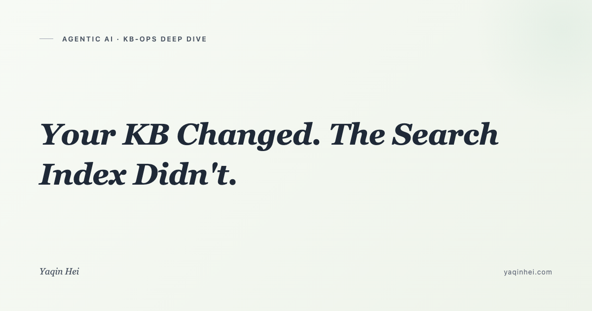 Your KB Changed. The Search Index Didn't — Anatomy of a 9-Day Silent Desync | KB-Ops Deep Dive